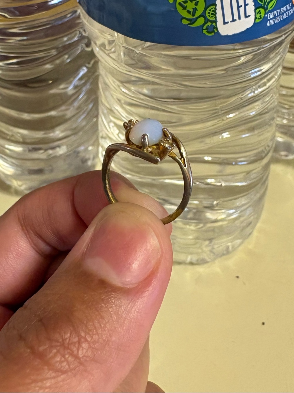 Gold Tone White Stone Solitaire Ring - Women Jewelry